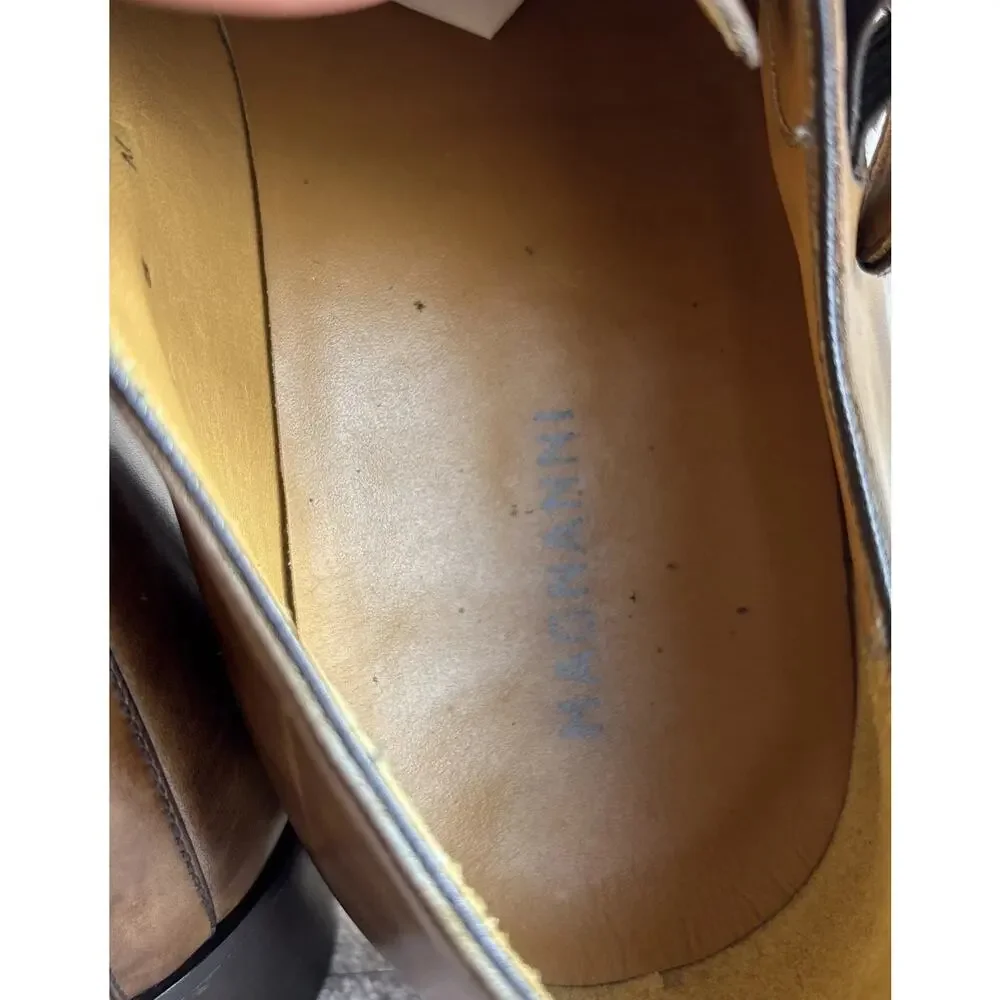 Magnanni Double Monk Strap Brown Leather Dress Shoes Mens Size 9 M